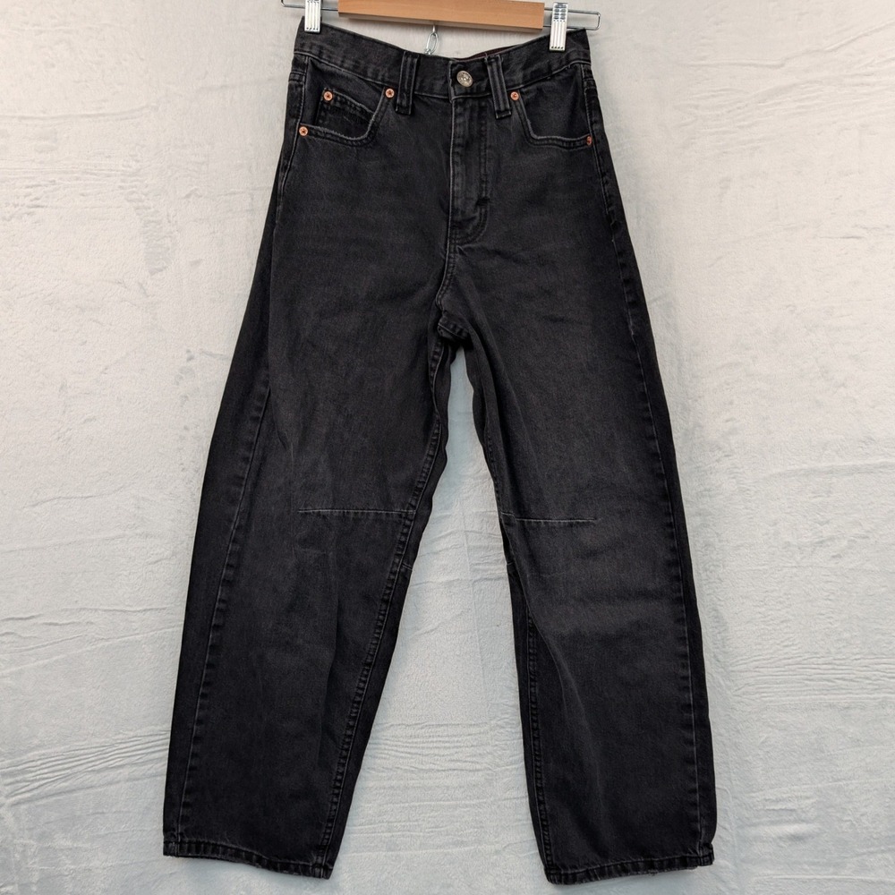 BDG Jeans Women's 27x28 Black Washed Cinch Back Barrel Leg Urban Outfitters